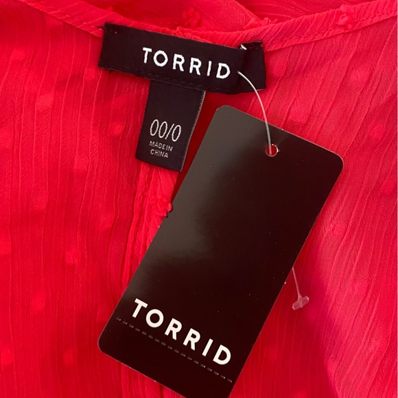 TORRID NWT Hot Pink SS Clip Dot Cocoon Chiffon Kimono Size OO OVERSIZED - Picture 3 of 8